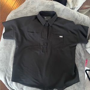 Figs Shirt Sleeve Scrub Polo Black L
